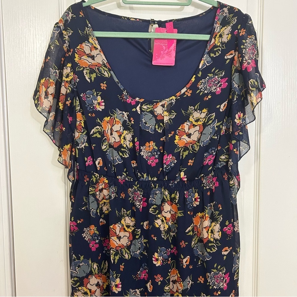 Pure Energy Women’s 2X Floral Navy Dress